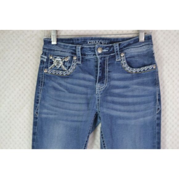 Grace In LA Women's 27 Medium Wash Embroidered Mid Rise Bootcut Jeans - Picture 2 of 16